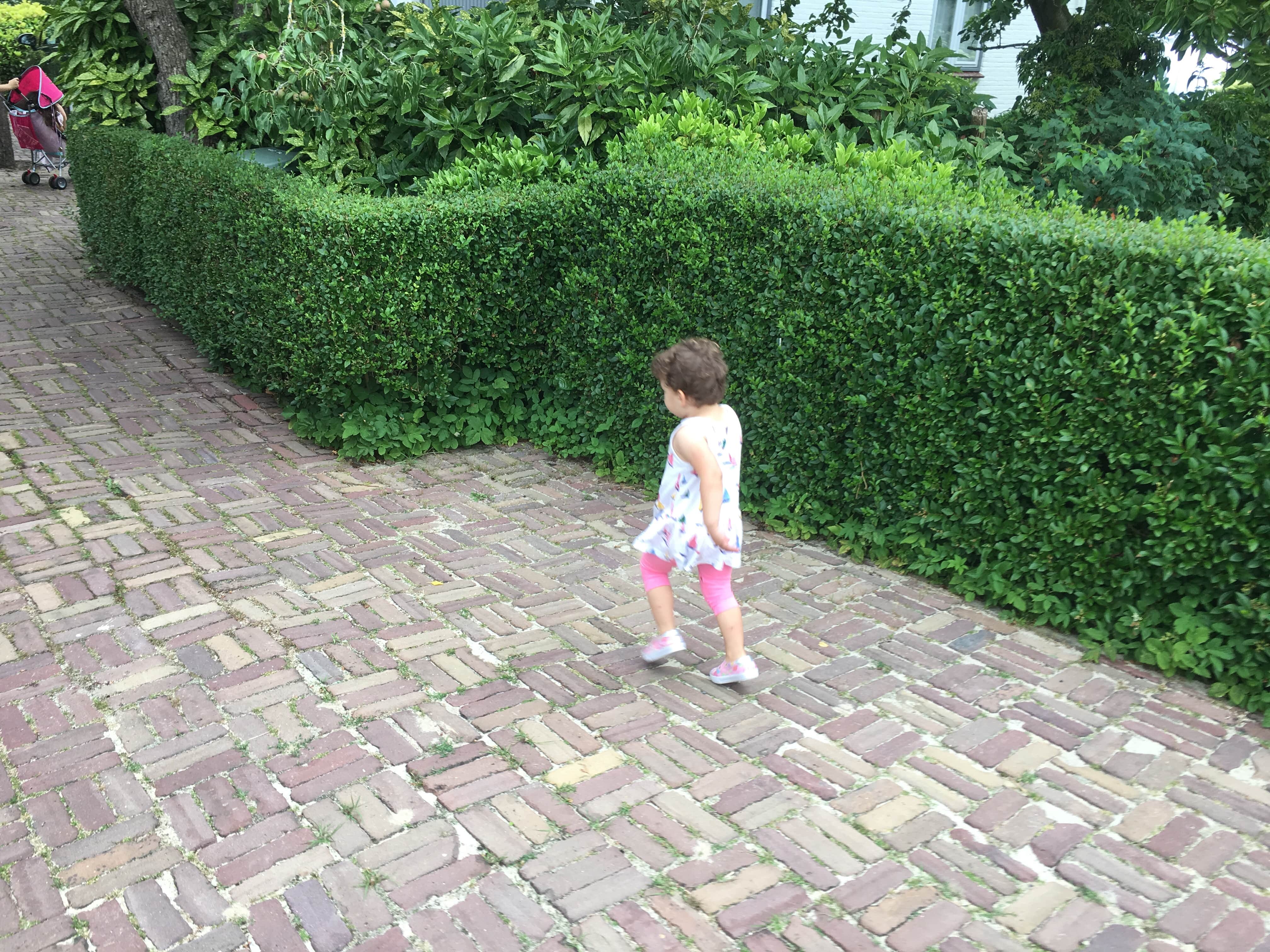 Anabella walking on our driveway